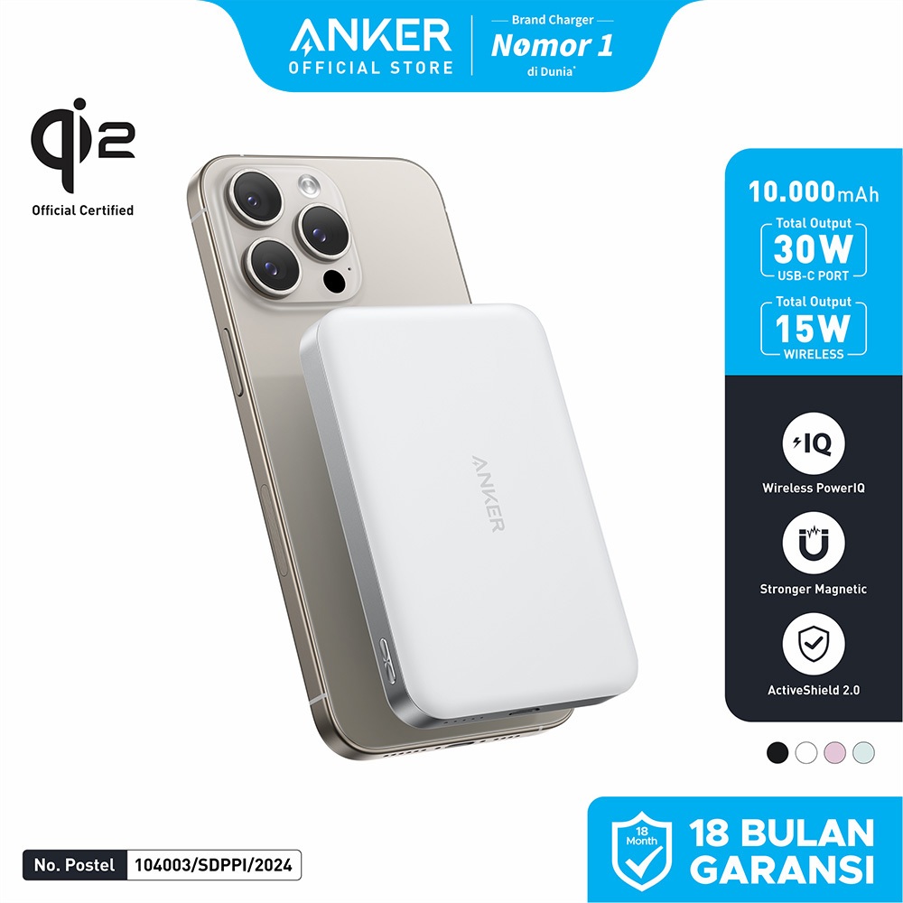 Anker MagGo Wireless Power Bank Magnetic Magsafe 15W Ultra slim, Qi2 Fast Charging Type C PD 10000 m