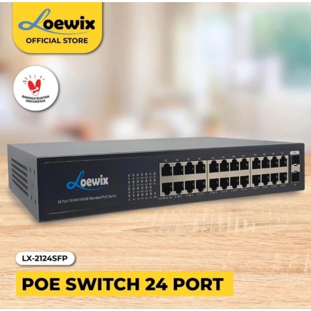 Switch Hub Loewix Cctv 24 Port Full Gigabit + 2 PORT FO Switch Poe 24