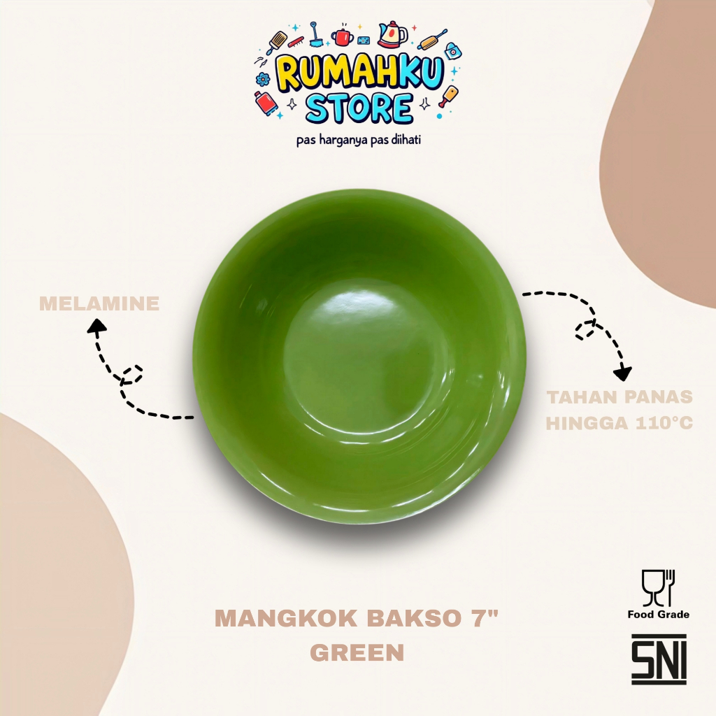 Mangkok Bakso 7" Green Vanda Melamine