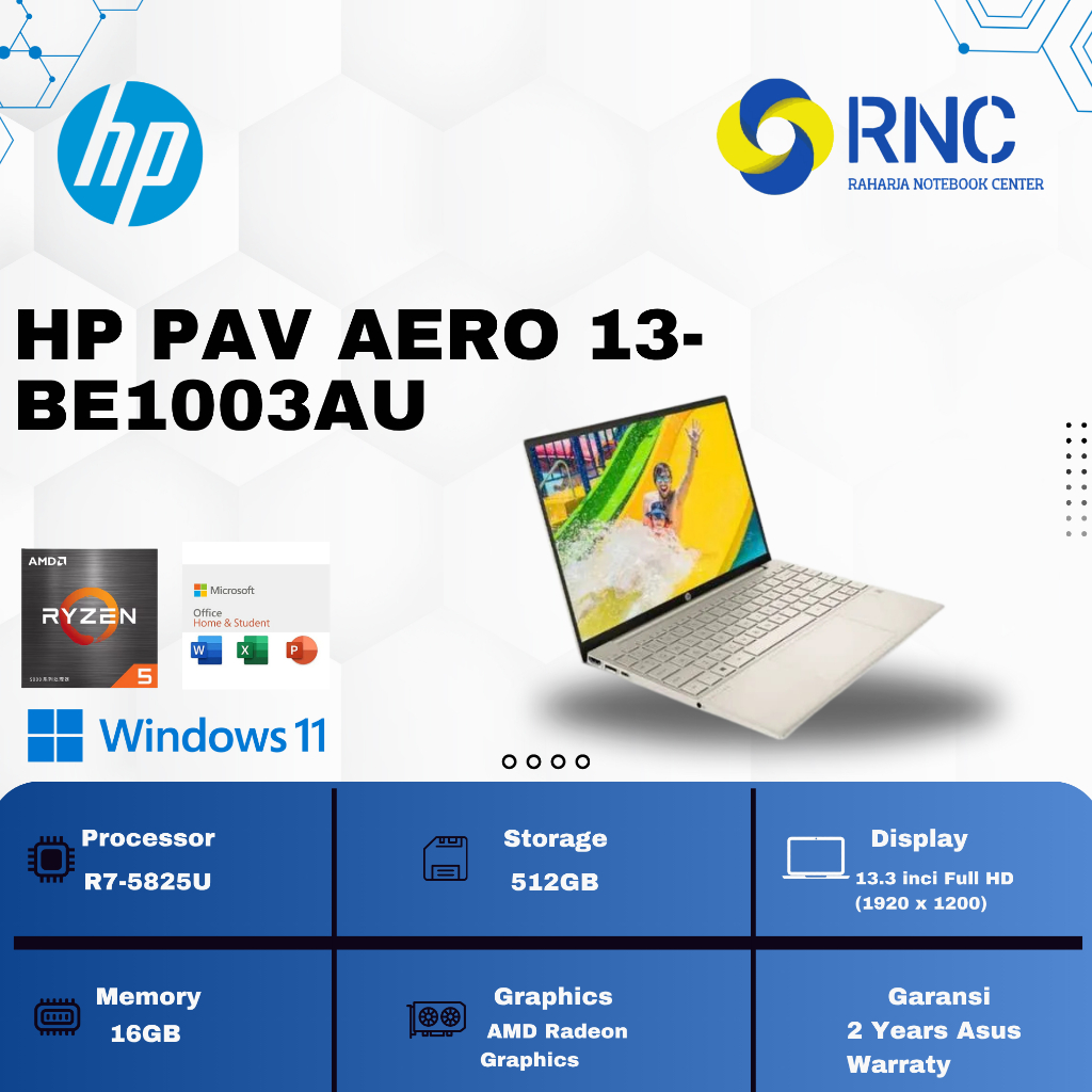 HP PAVILION AERO 13-BE1003AU | AMD RYZEN 7-5825U 16GB/512GB