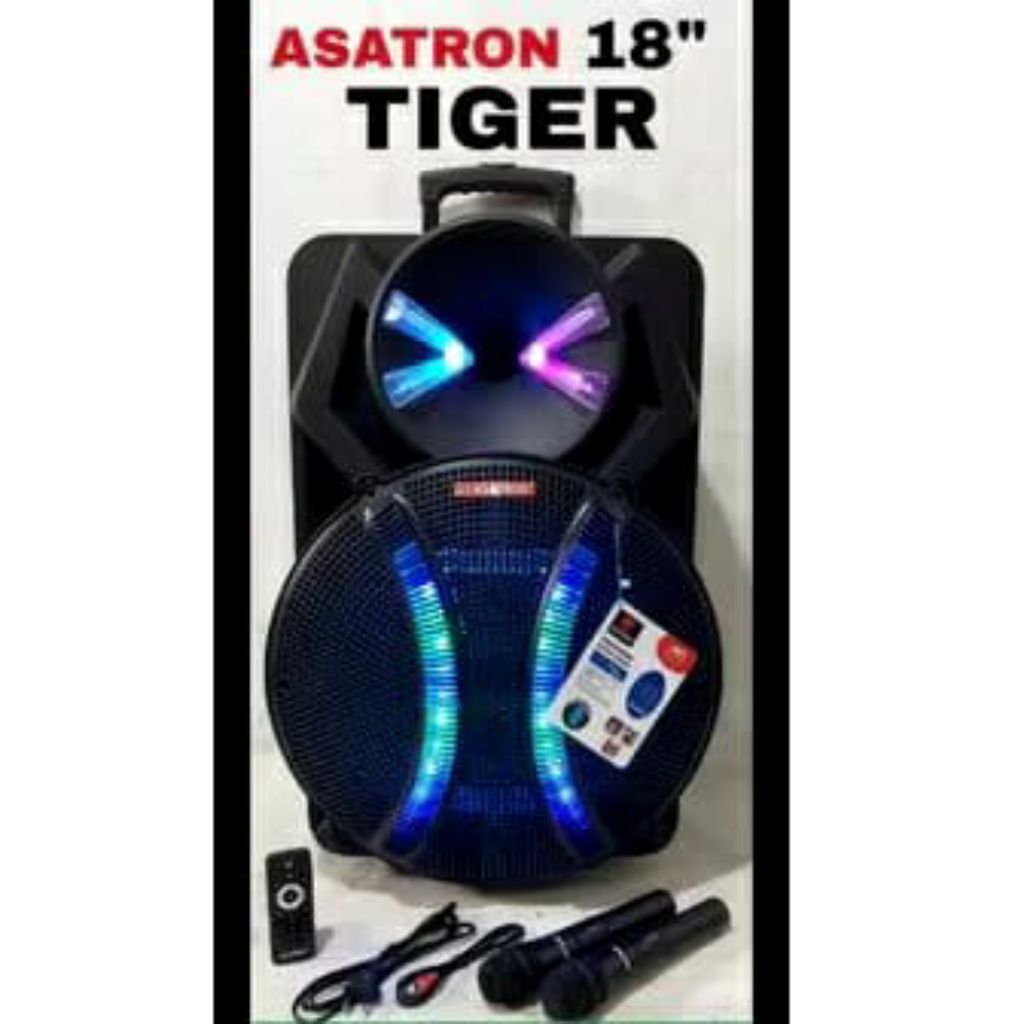Speaker Aktift Bluetooth portable Asatron TIGER 18 inch Asatron 18in Speaker Karaoke