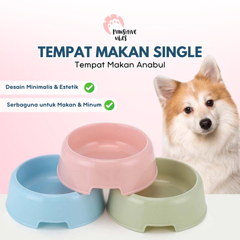 Tempat Makan Hewan Single - Mangkuk Tunggal Anjing Kecil - Mangkuk Hewan Peliharaan - Tempat Makan S