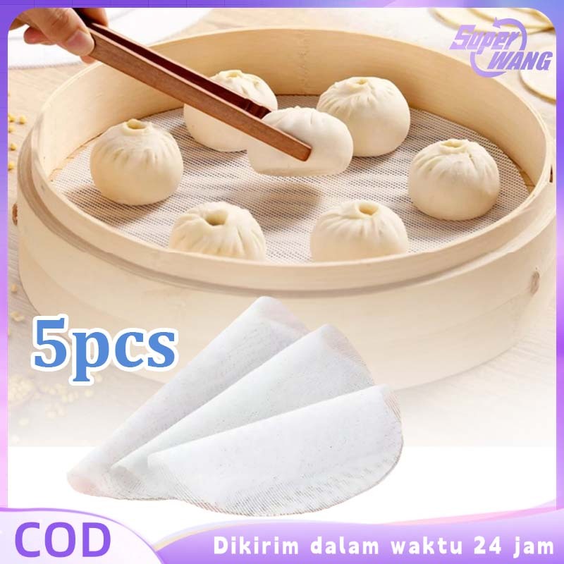 5pcs Alas Kukusan Silikon Dimsum Bulat 26/32/40cm Alas Kukusan Anti Lengket Reusable Alas Kukus Dims