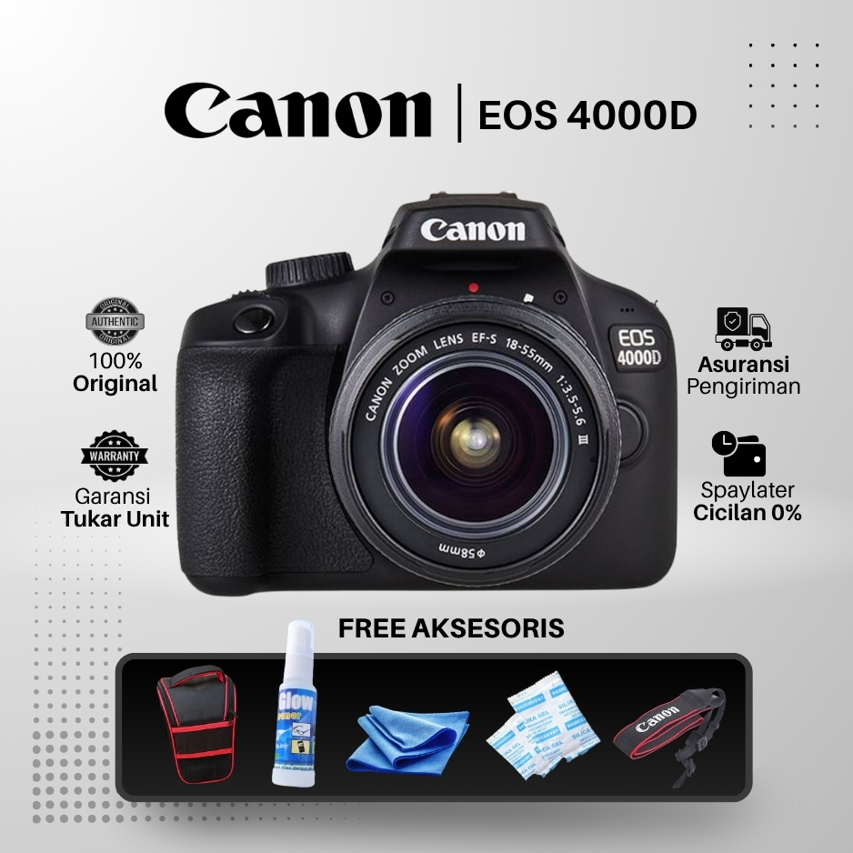 DSLR Canon EOS 4000D Lensa Kit - Kamera Wifi 3000D 1500D 2000D