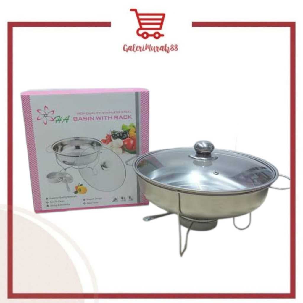 Panci Prasmanan Bulat Tempat Sayur Soup Warmer Stove 28 cm HA-1396 Stainless Steel