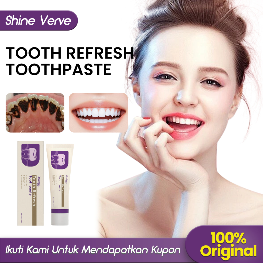 Oralhoe Tooth Refresh Toothpaste 100g Pemutih Gigi Kuning Pasta Gigi Tambal Gigi Permanen Pembersih 