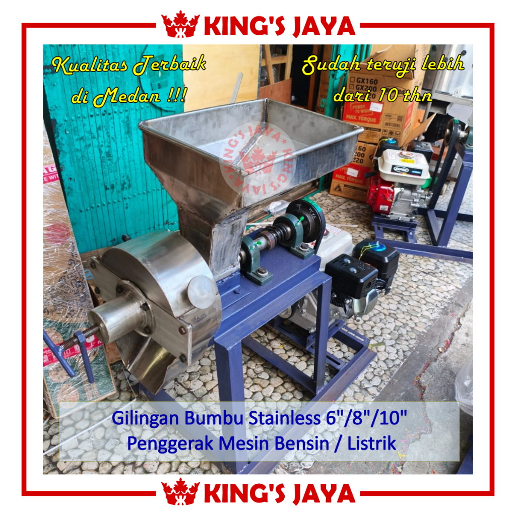 Mesin Gilingan Bumbu 8" Stainless Penggiling Cabe Bawang Jahe Lengkuas 8 inci