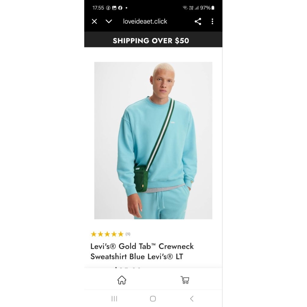 Levis Gold Tab Big E Crewneck Sweater Mens M oversize fit L-XL