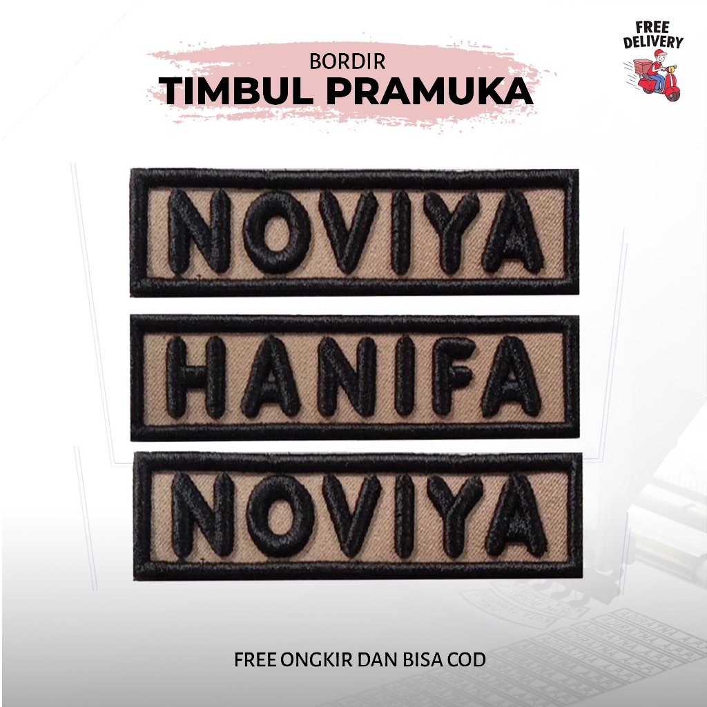 Bordir Timbul Nama Pramuka BORDIR KOMPUTER