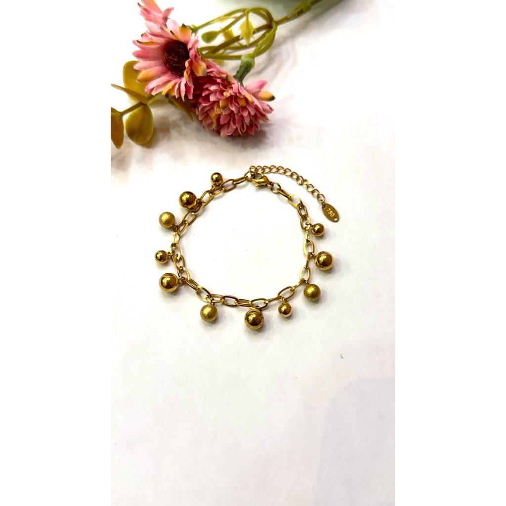 gelang titanium rantai bola bola 751