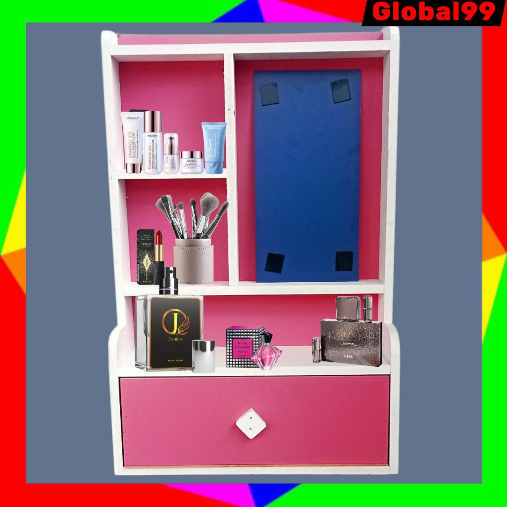 Rak Laci Kosmetik / Rak Gantung / Rak Make Up Gantung / Rak dinding Kosmetik Kayu Minimalis