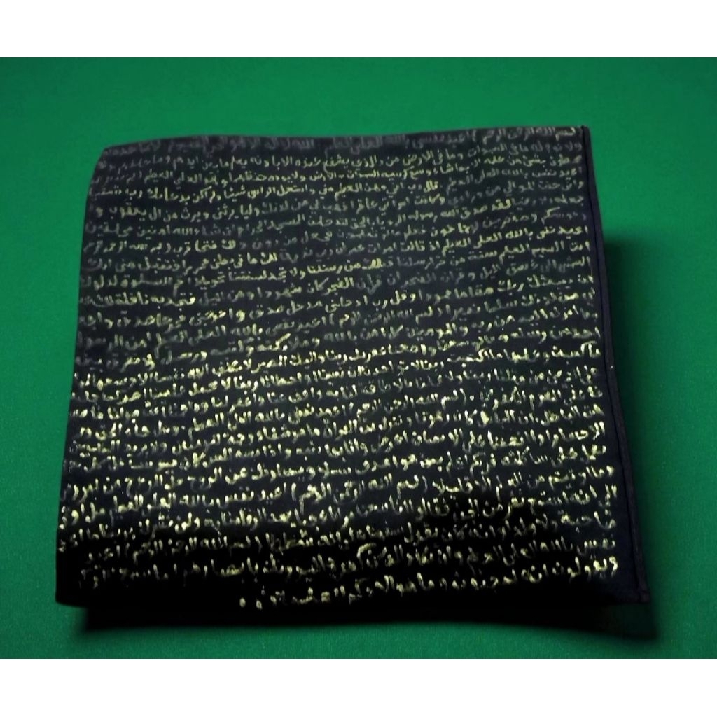 Kain bertuliskan Haikal Tujuh ukuran buat di dompet tinta warna emas asli tulisan tangan