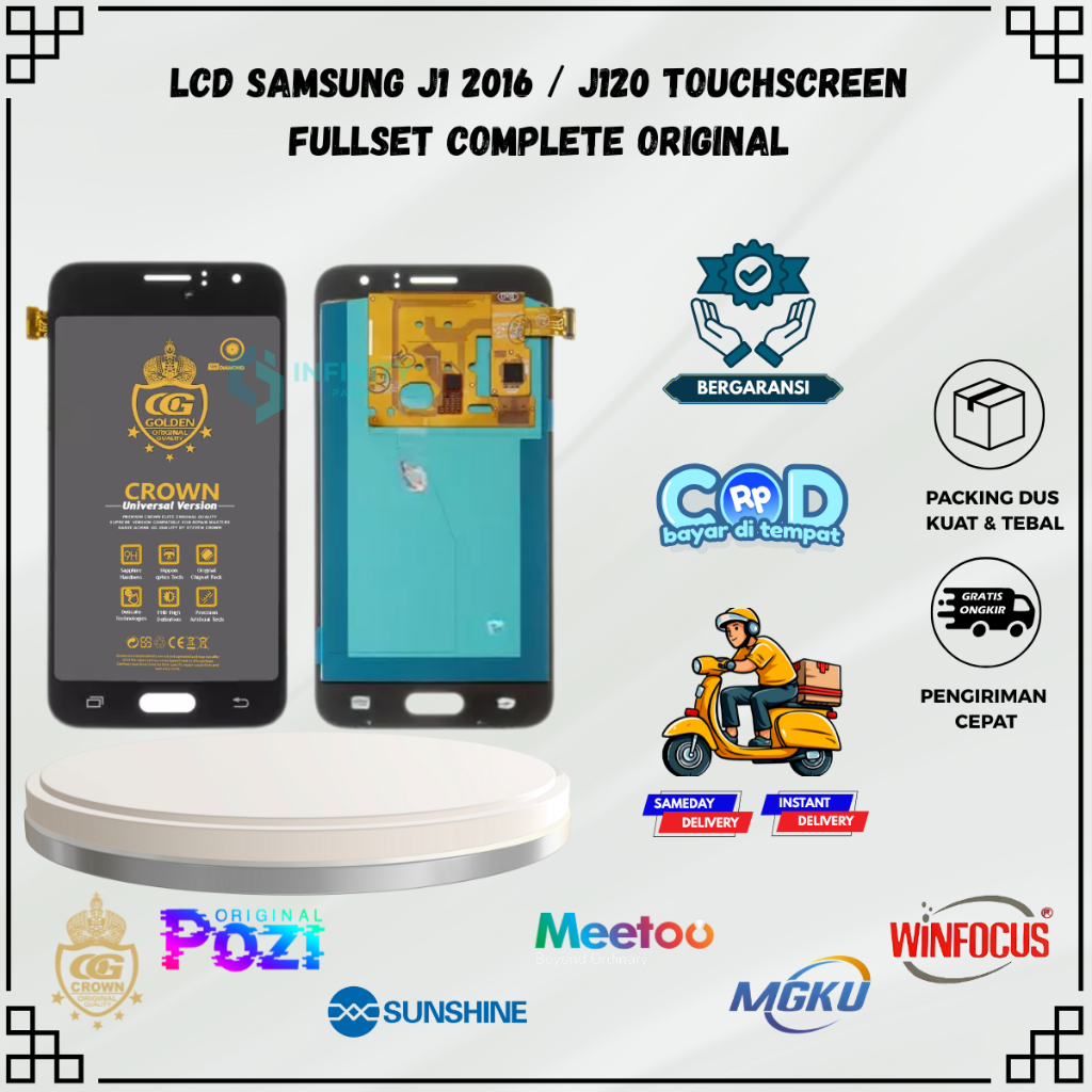 LCD SAMSUNG J1 2016 / (SAMSUNG GALAXY J1 2016) / J120 TOUCHSCREEN FULLSET COMPLETE ORIGINAL