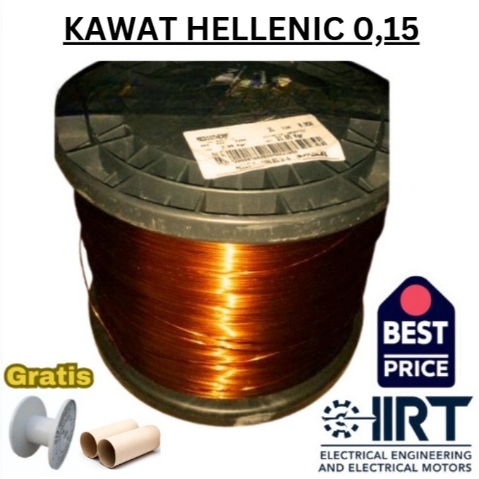 Kawat Email Tembaga Hellenic 0,15 mm (100Gram), Gulung Dinamo Helenic Jerman Mediotherm 200
