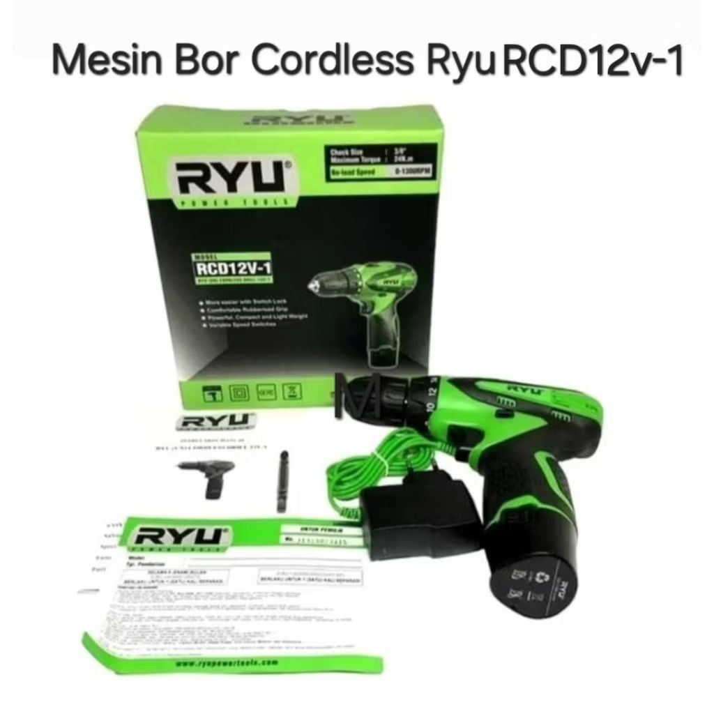 Mesin Bor Baterai Ryu RCD 12V-1 / Mesin Bor Cordless Ryu RCD 12V-1 Original