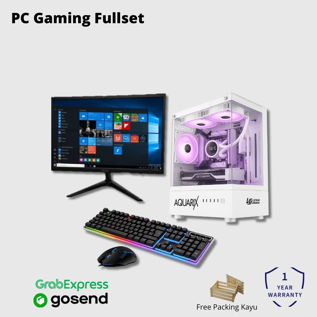 pc gaming amd RYZEN 5 3400G Ram 8gb hdd 500gb vega11 casing gaming monitor 22 in fullset