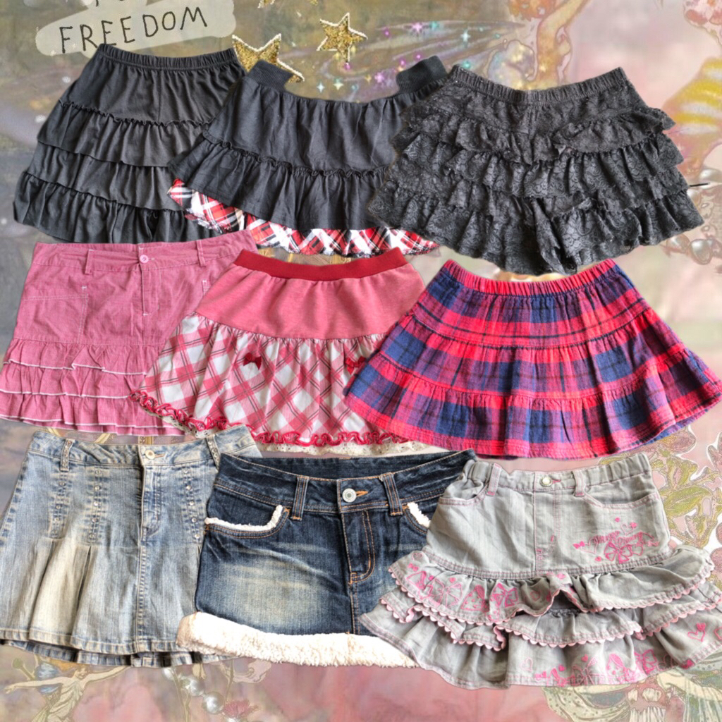 Rok coquette, rok tartan, rok y2k, rok shoujou girl, rok vintage, rok umpak, umpak skirt, retro, rok