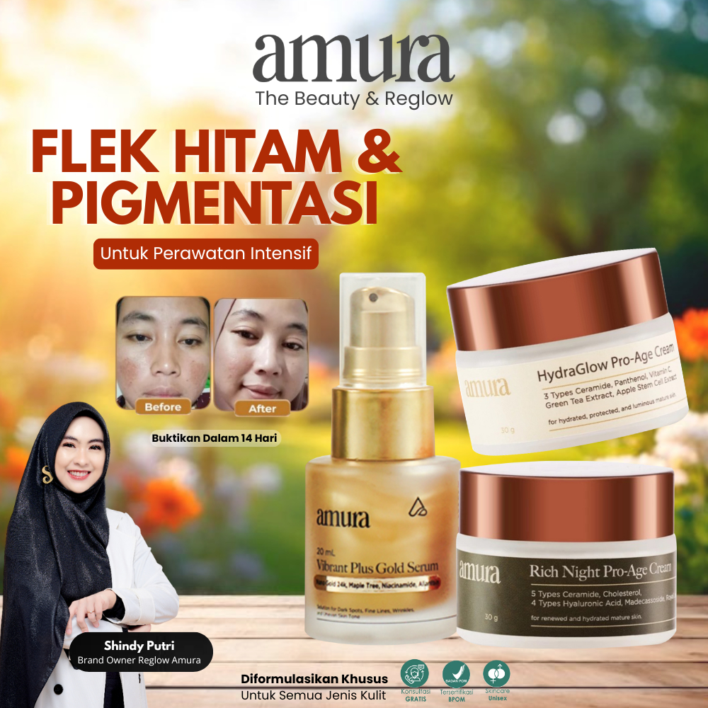 Paket Gold Amura Lawan Flek Hitam + Krim Anti Aging Siang Malam Untuk Glowing
