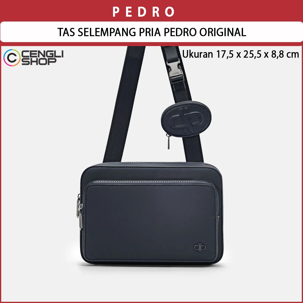 TAS SELEMPANG PRIA PEDRO ORIGINAL SLING BAG EFFORTLESS STYLE BIRU NAVY BLUE PM066