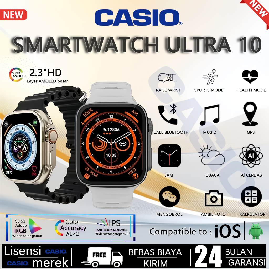 [100% Asli Garansi 24 Bulan][2025NEW][COD]CASIO SmartWatch 10 Ultra Android/iOS Operating System Man