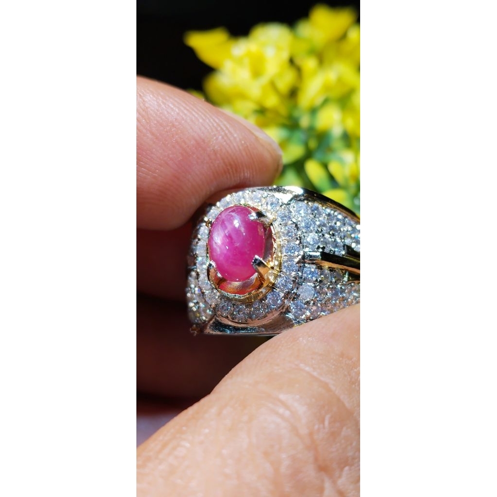 natural cincin batu ruby burma original NH star