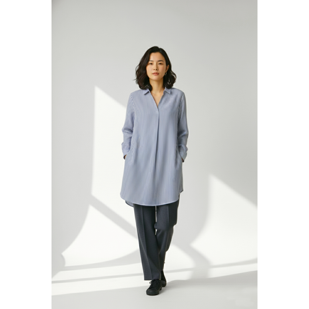 Yuuna • Elvio Tunic Blouse Stripe Cotton - Tunik Blouse Salur Wanita