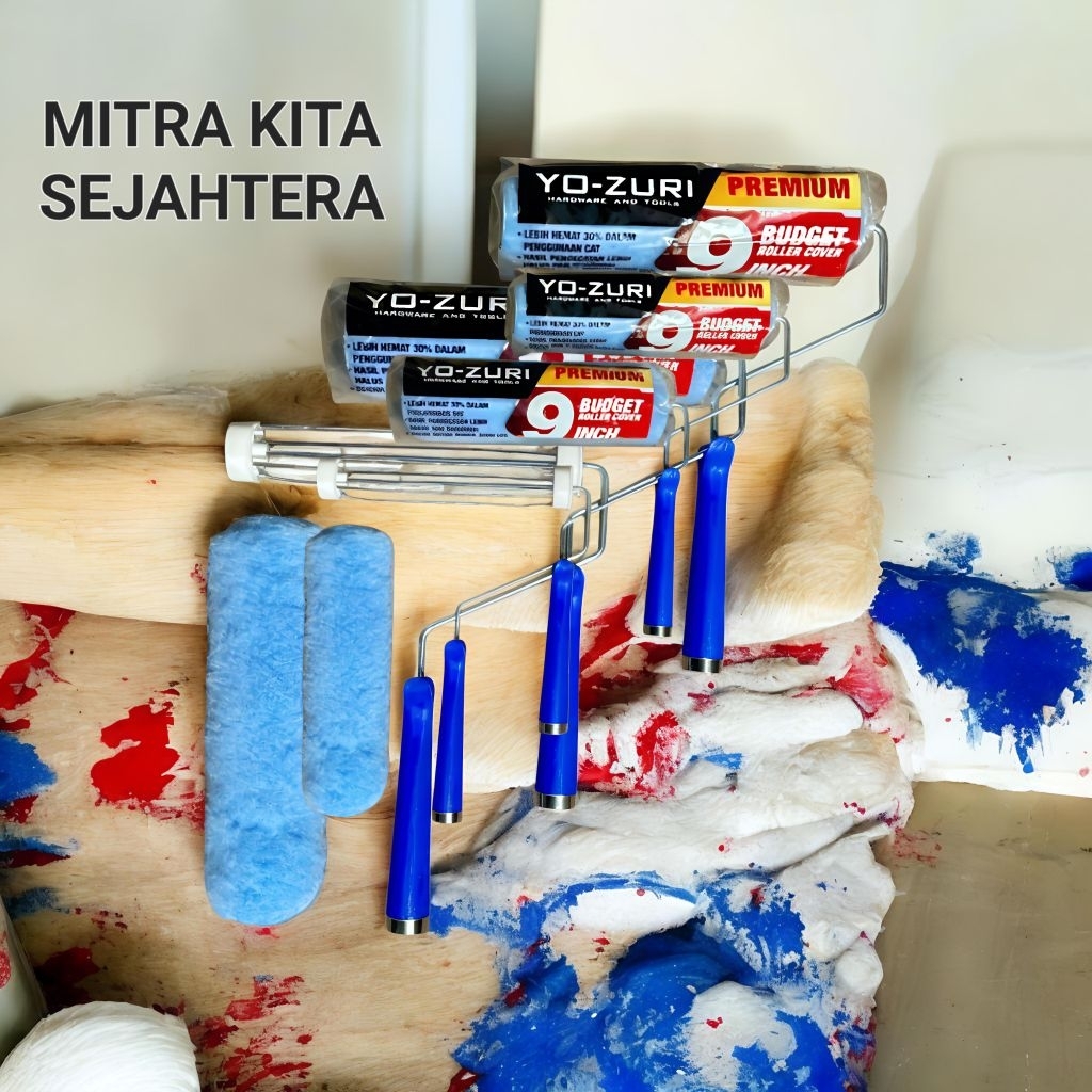 KUAS BULU ROLL YOZURI / KUAS CAT YOZURI 9 INCH / KUAS GAGANG ROLL YOZURI