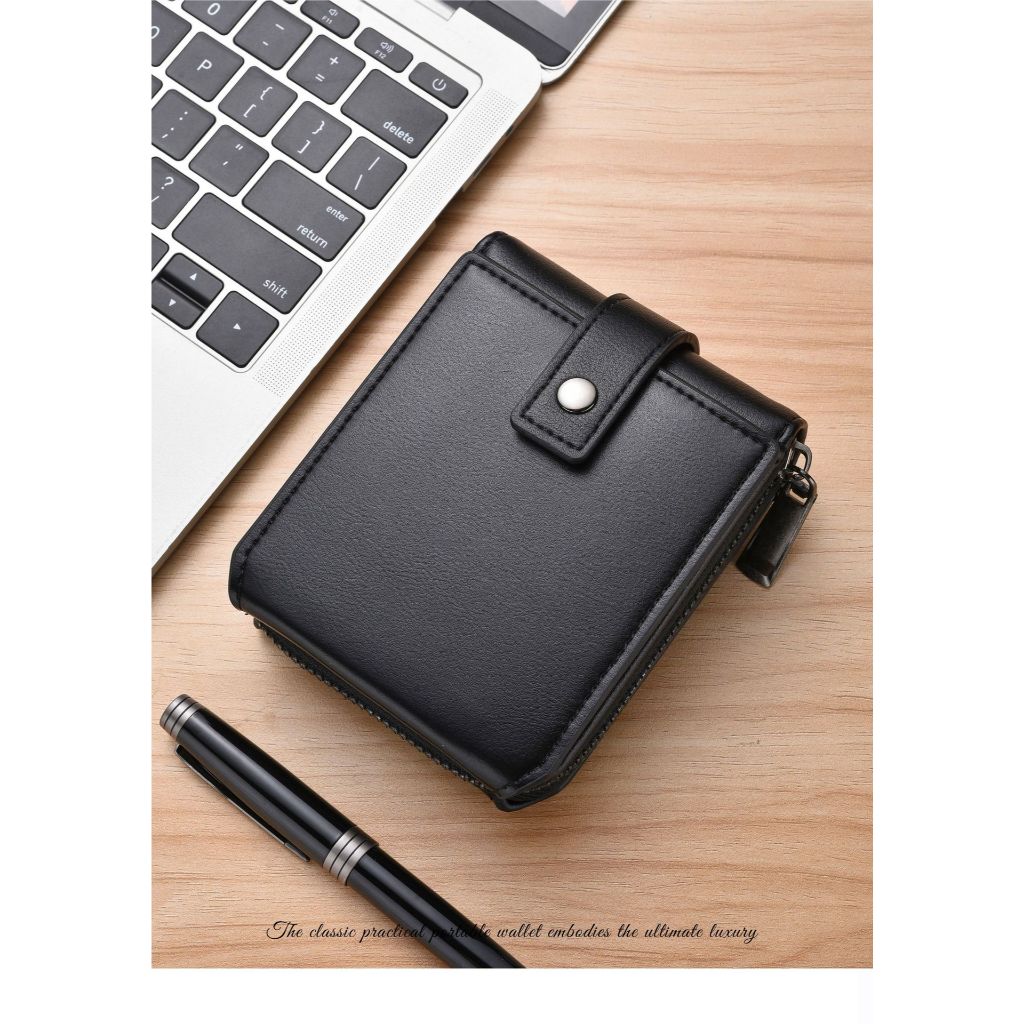 Dompet Cowok PendekPria Men's Wallet Pendek Sederhana Kapasitas Besar Dompet Ritsleting Dompet Lembu
