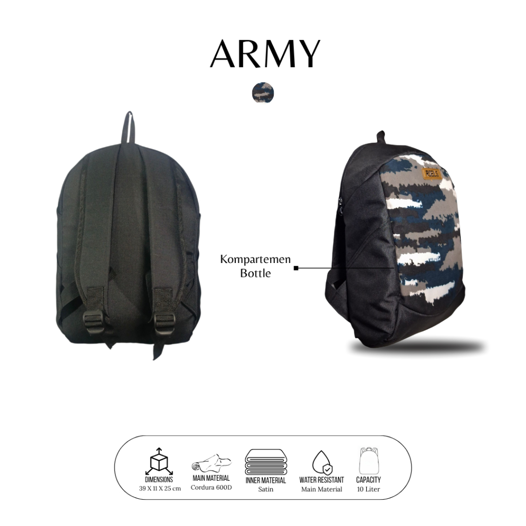 RIELS Vertex  | Daypack 10 Liter | Backpack | Tas Ransel Mini