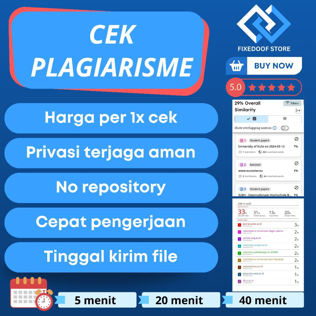 Jasa Cek Plagiasi Turnitin Plagiarisme 24 Jam - cepat dan terpercaya