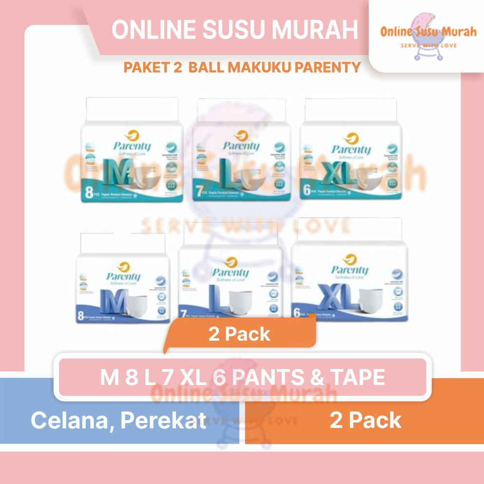 MAKUKU PARENTY PAKET 2 BALL SOFT PANTS & TAPE M 8 L 7 XL 6 POPOK DEWASA M10+4 L8+4 XL4+4 PPKS