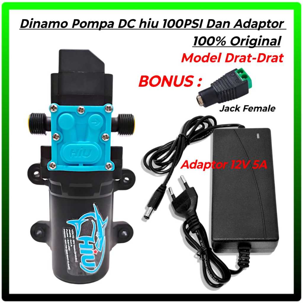 Dinamo pompa DC 12 volt Hiu 100 PSI original Dan Adaptor 12V 5A / Dinamo Sprayer Elektrik