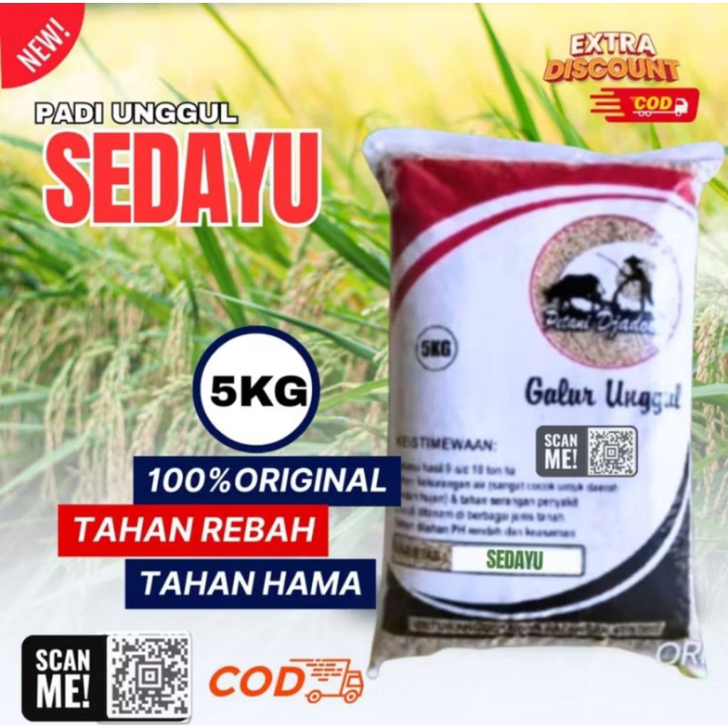 Benih Padi Bibit Padi Sedayu Kemasan 5Kg Kualitas Super Premium