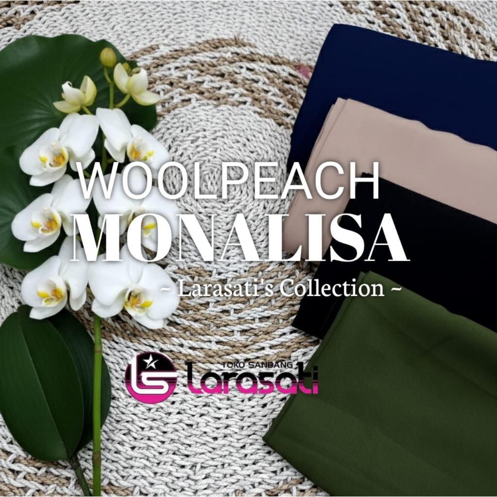 Kain WOOLPEACHE/WOLFIS Polos Meteran Merek MONALISA. Harga tertera untuk 0.50 meter
