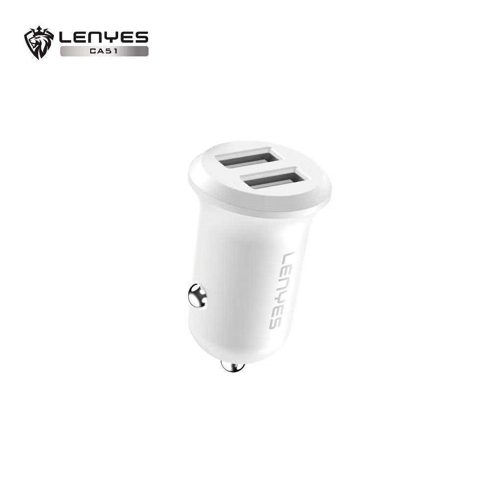 LENYES CA-51 2.4A Mini Car Charger Dual Port USB Adaptor Saver Mobil Untuk HP