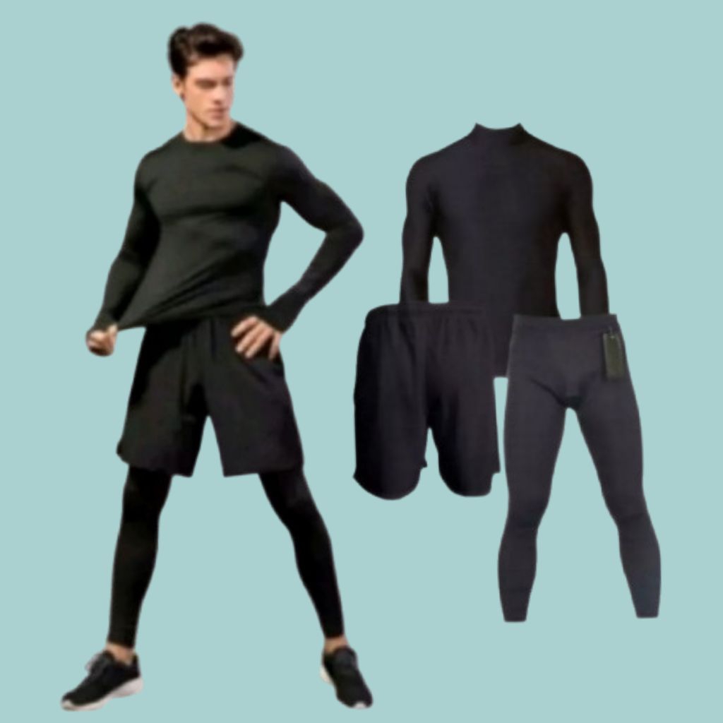 Full set Baju Manset Baselayer Celana Legging Celana Lari  Olahraga Pria Wanita Baju Olahraga Gym Fu