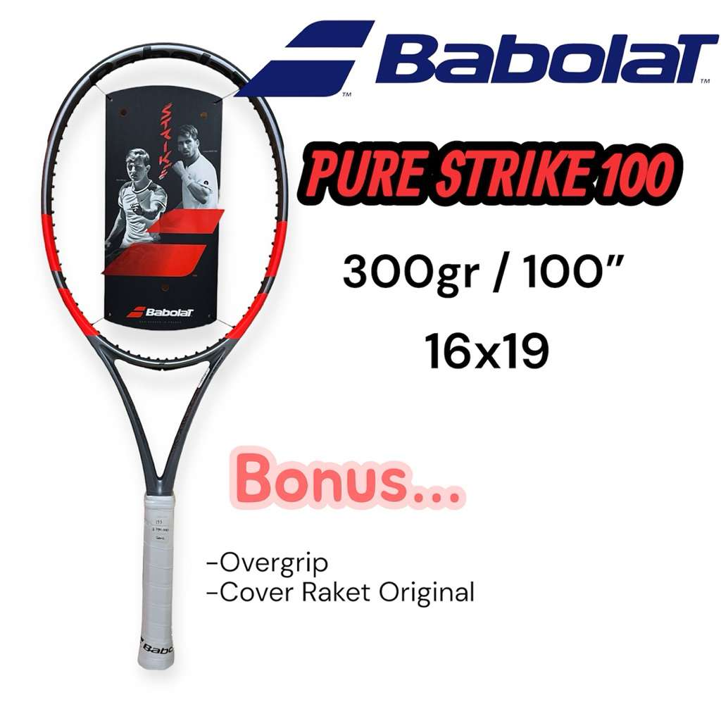 Raket Tenis Babolat Pure Strike 100 Gen 4 300g 100inc / Racket Tennis