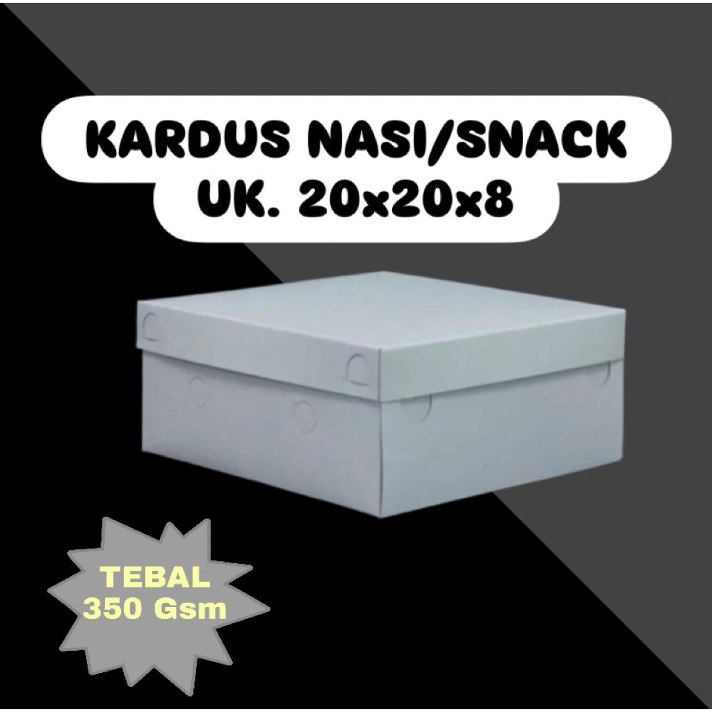 DUS NASI KOTAK PUTIH UK 20x20x8 || KARDUS SNACK TEBAL ||