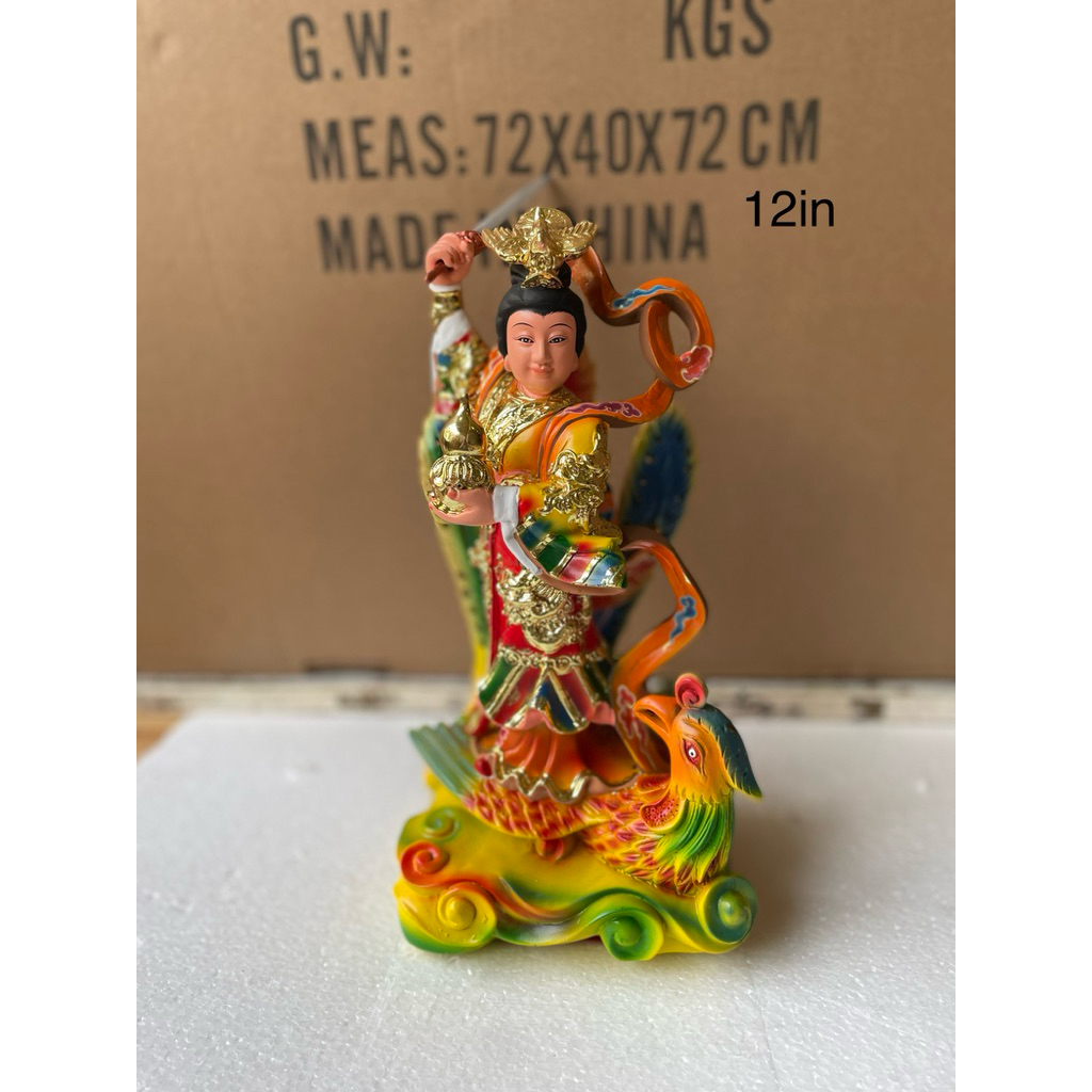 patung Dewi Jiu tian xuan ni / kiu tian burung hong 12in fiber