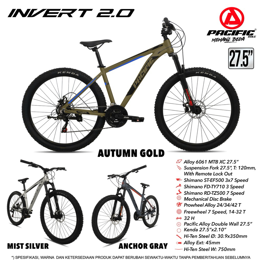 MTB PASIFIC INVERT 2.0 27.5” NEW SEPEDA GUNUNG TERBARU DARI PASIFIC