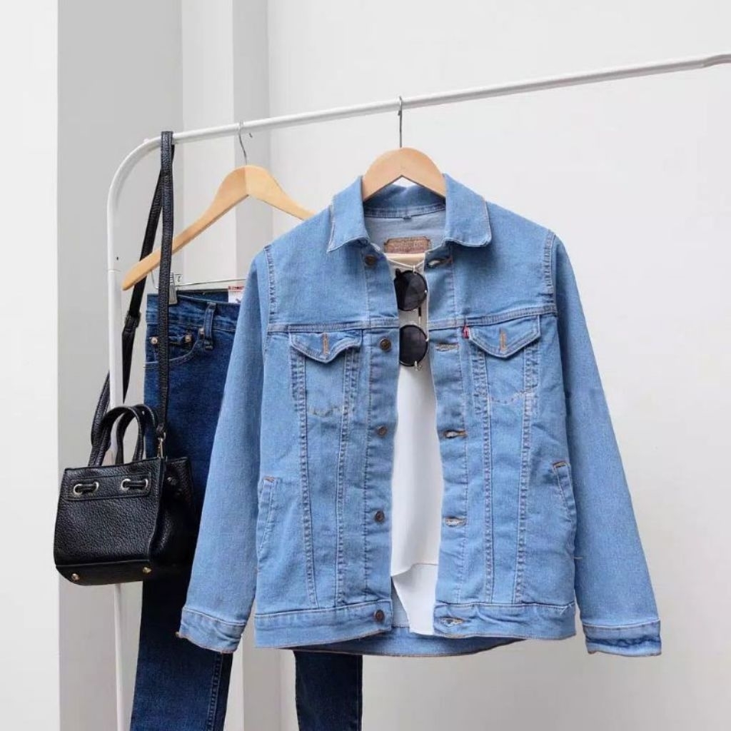 JAKET JEANS PRIA POLOS JAKET DENIM RETRO CASUAL KOREA