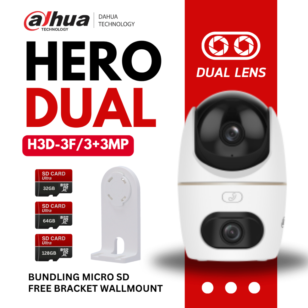 DAHUA HERO DUAL D1 3+3MP 2K+ H3D-3F DUAL LENS INDOOR WIFI 6 IPCAM - GARANSI RESMI DAHUA