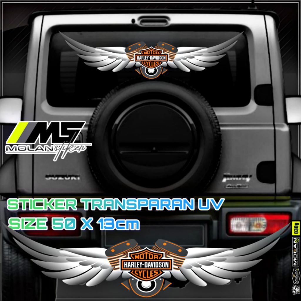 Sticker Transparan Uv Kaca Kabin Kap Bak Mobil Harley Davidson 50x13 Sticker Universal Semua Mobil T