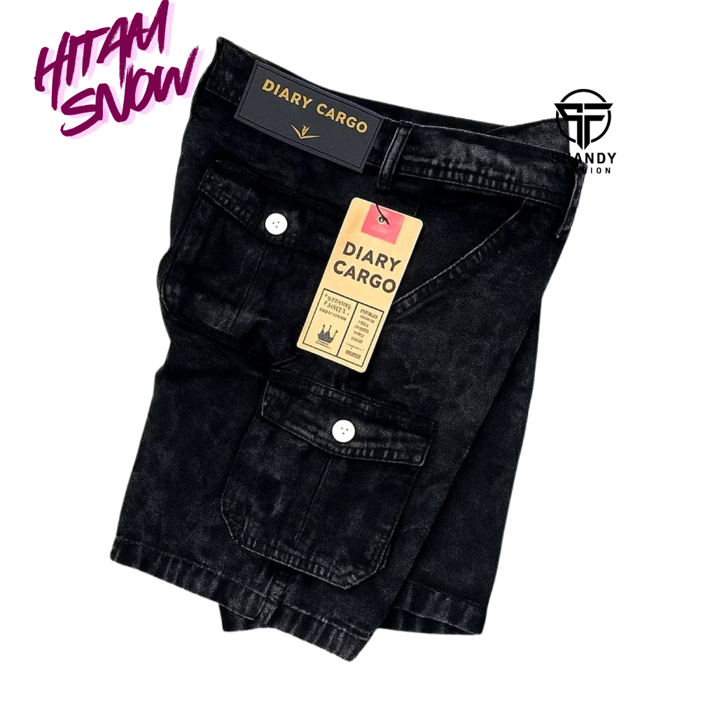 Celana Jeans Pendek Cargo Pdl Boardshort Premium Washing Snow Basic Denim