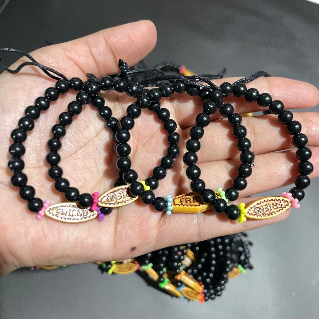 12 Pcs Gelang Mote Tali Hitam Gelang Persahabatan Aksesoris Gelang Anak-anak