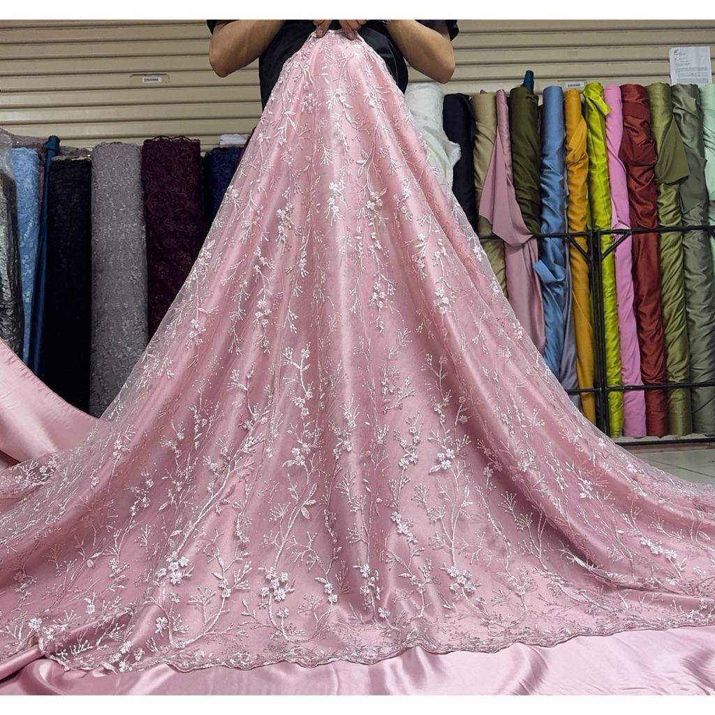 MURAH!!! kain bahan tile akar mutiara / bahan kebaya brokat tulle