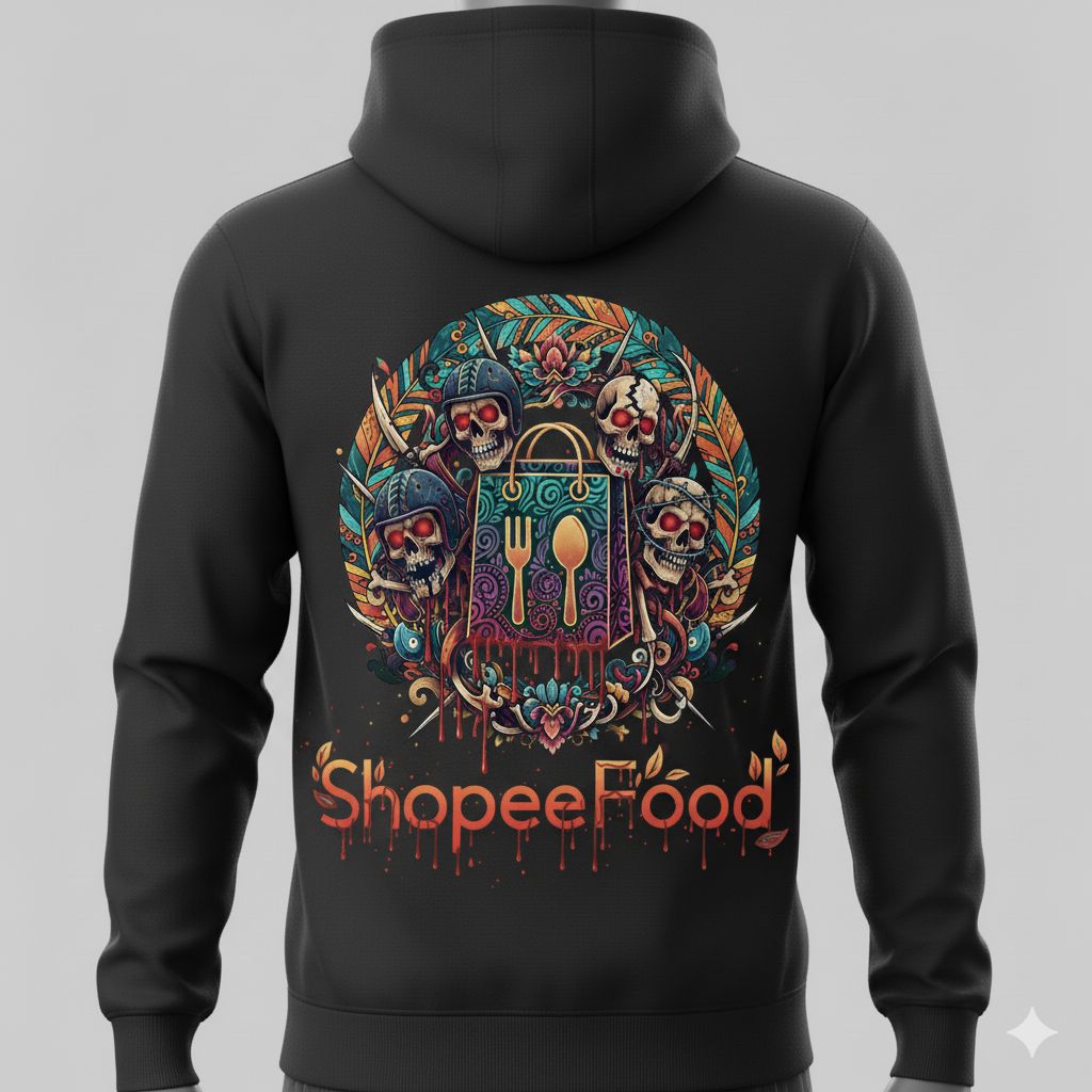 Mockup Jaket Hoodie Desain ShopeeFood Skull Art