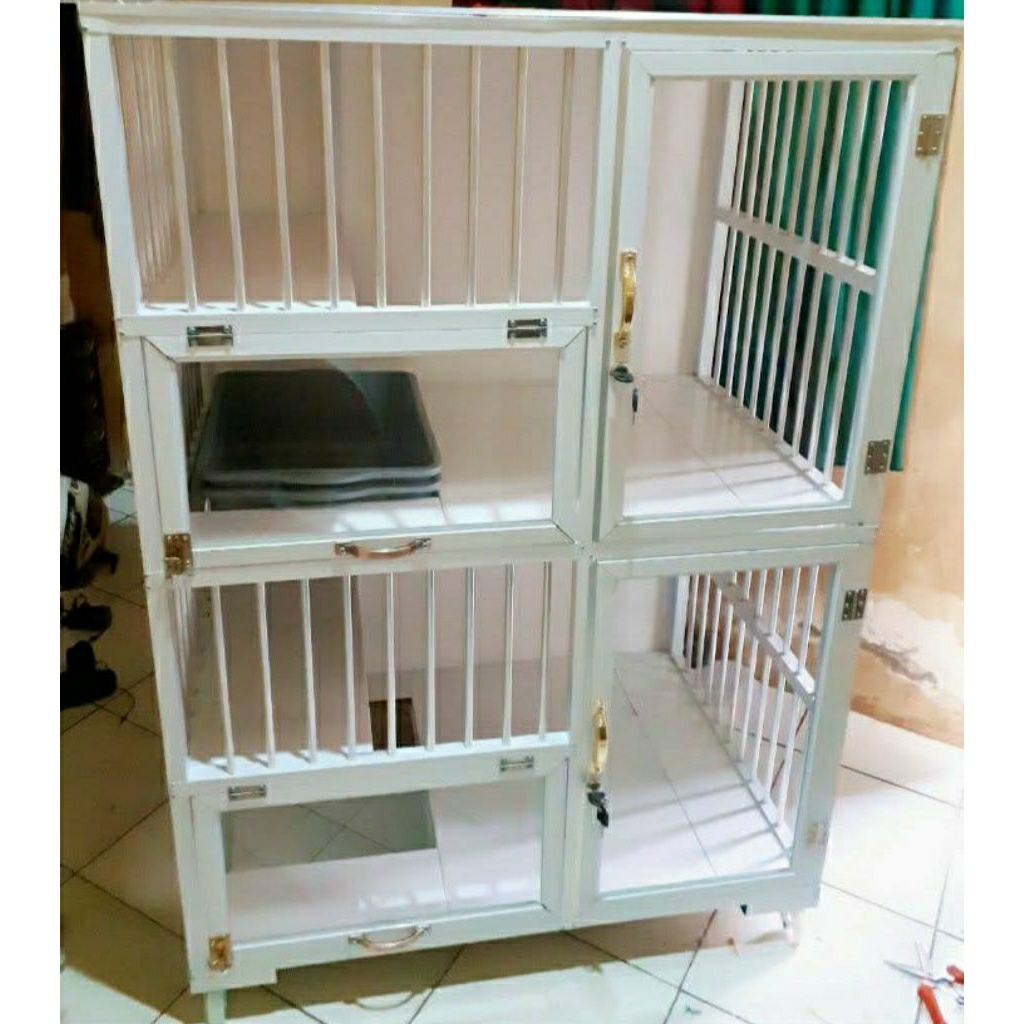 kandang kucing alumunium 2 tingkat
