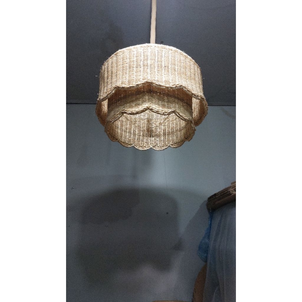 kap lampu rotan gantung motif awan 50cm