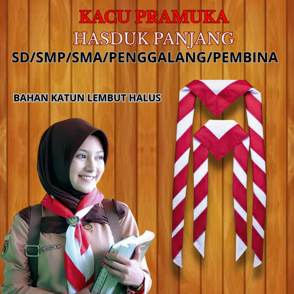 Kacu Pramuka Panjang  Hasduk Katun Halus & Lembut, SD SMP SMA Penggalang Pembina